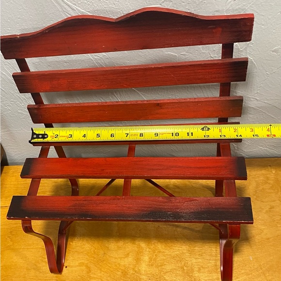 Decorative Red Wooden Doll-Size Bench - Picture 6 of 9